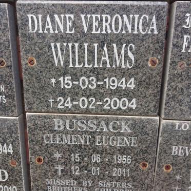 WILLIAMS Diane Veronica 1944-2004 :: BUSSACK Clement Eugene 1956-2011