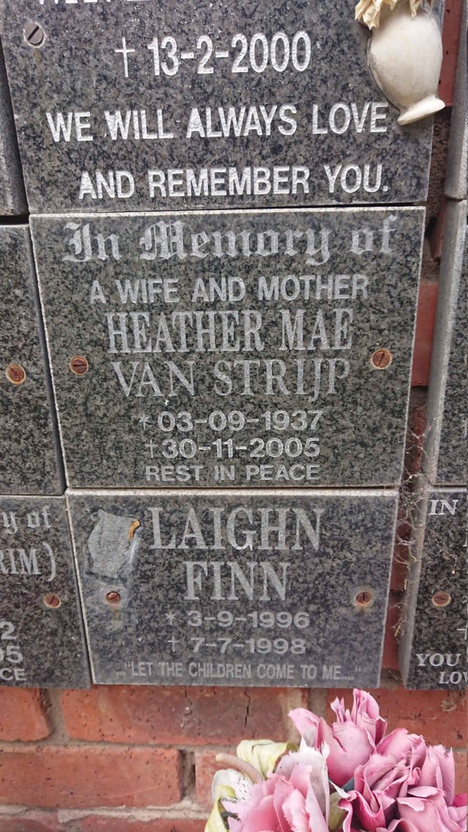 STRIJP Heather Mae, van 1937-2005 :: FINN Laighn 1996-1998