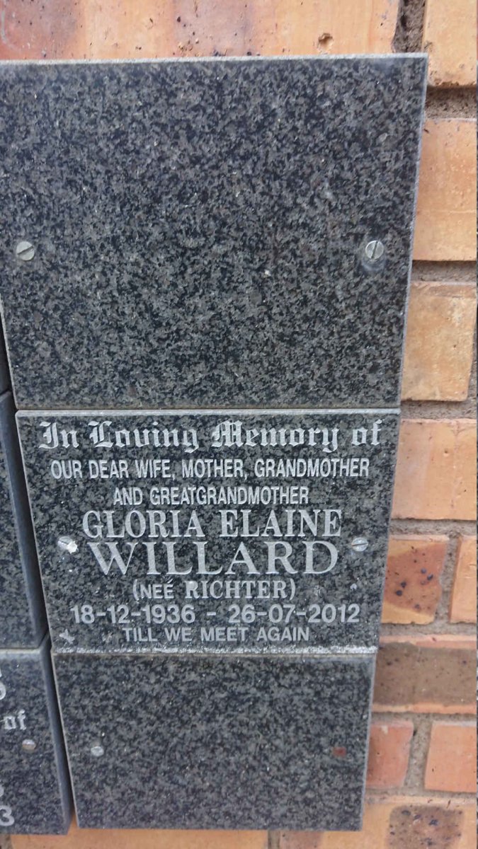 WILLARD Gloria Elaine nee RICHTER 1936-2012