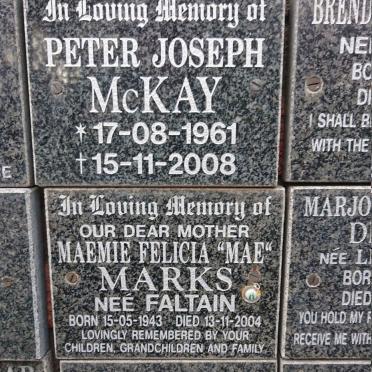 MCKAY Peter Joseph 1961-2008 :: MARKS Maemie Felicia nee FALTEIN 1943-2004:: CHEMALY Milad John 1927-2005