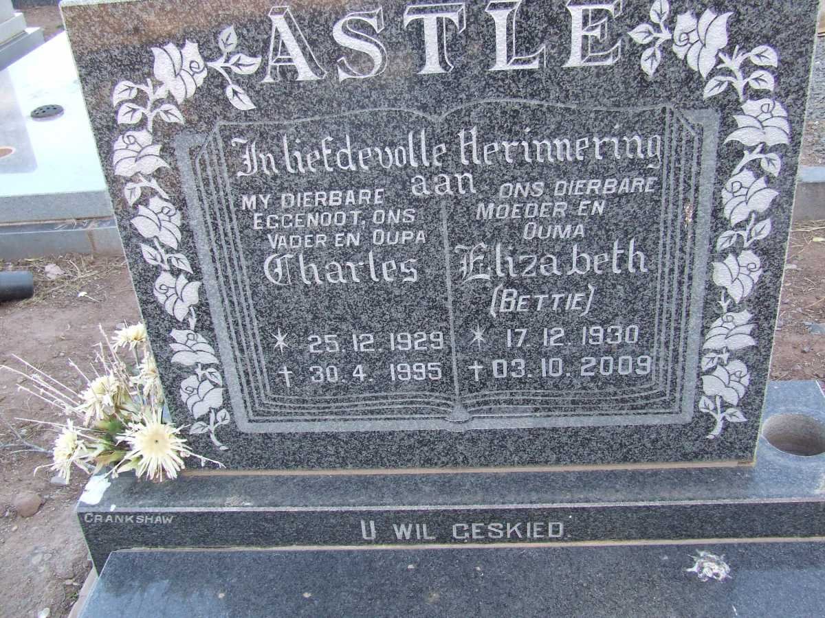 ASTLE Charles 1929-1995 &amp; Elizabeth 1930-2009