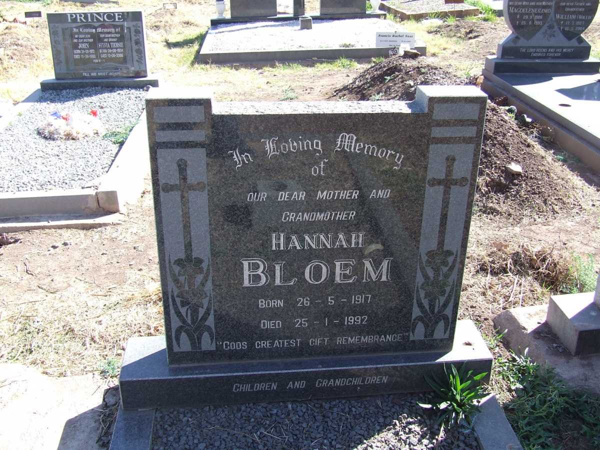 BLOEM Hannah 1917-1992