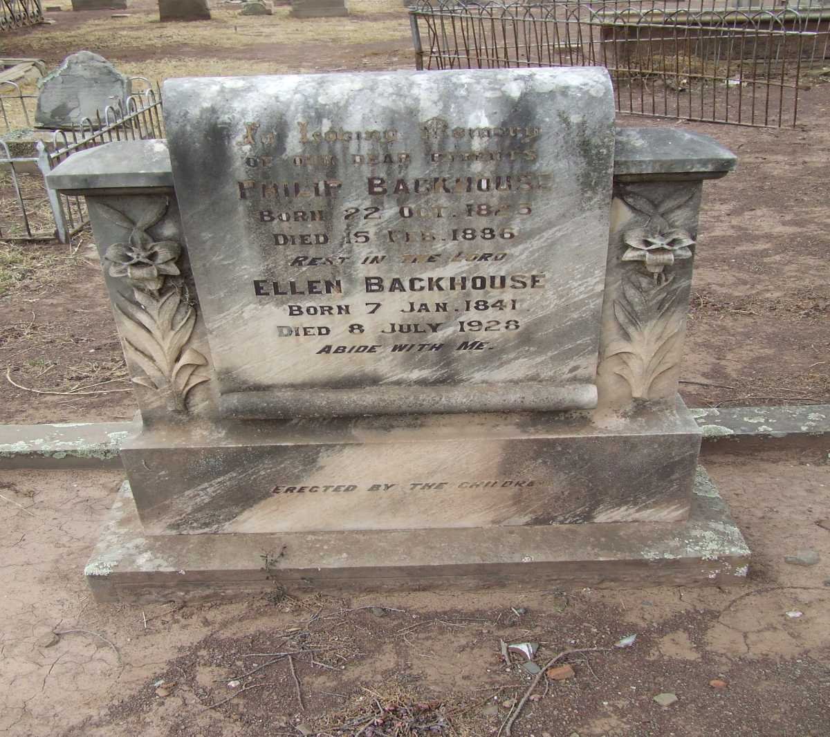 BACKHOUSE Philip 1823-1886 &amp; Ellen 1841-1928