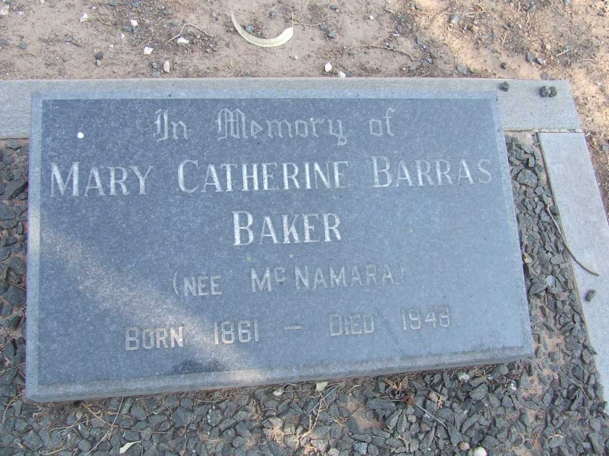 BAKER Mary Catherine Barras nee McNAMARA 1861-1946
