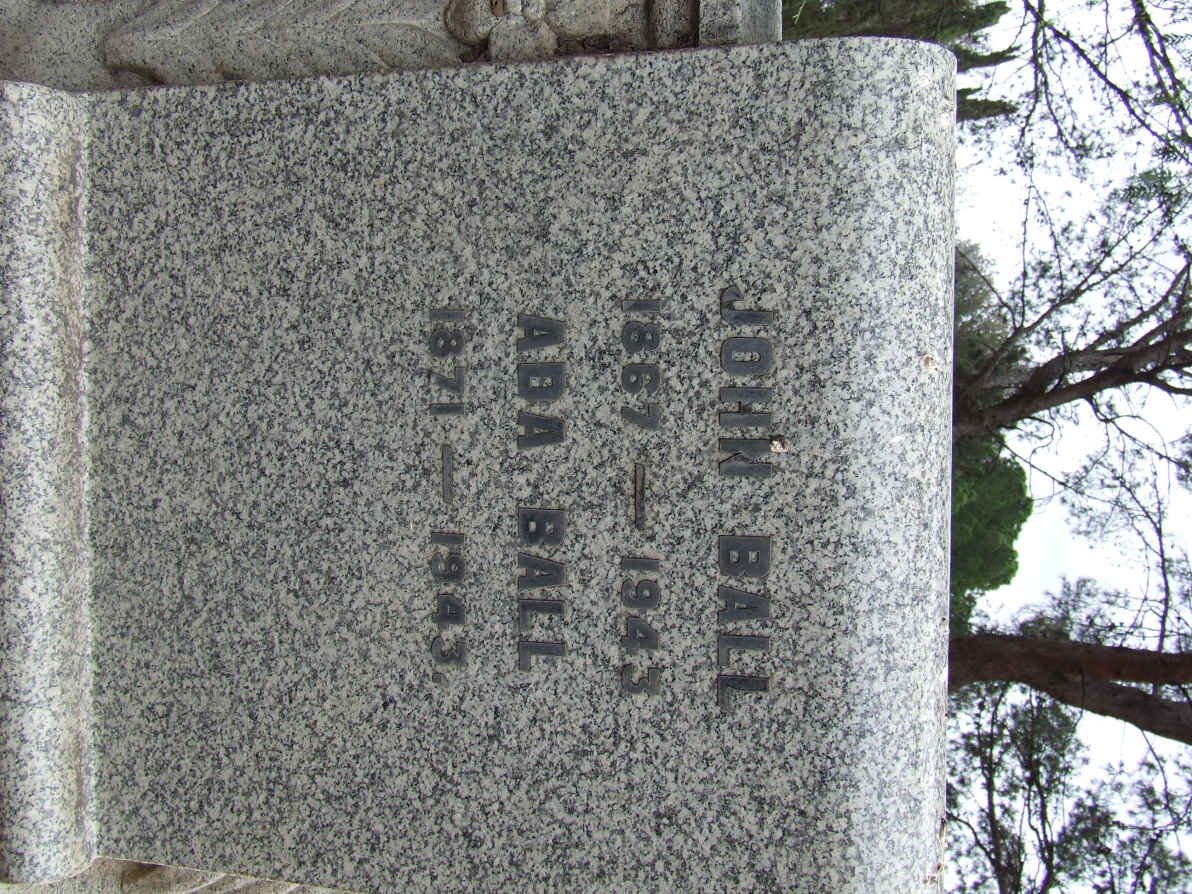 BALL John 1867-1943  &amp; Ada 1871-1943