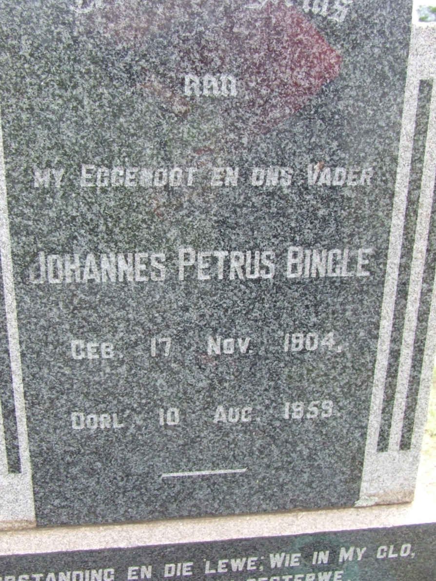 BINGLE Johannes Petrus 1904-1959