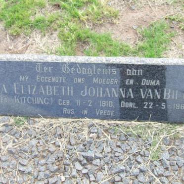 BILJON Anna Elizabeth Johanna, van nee KITCHING 1910-1965