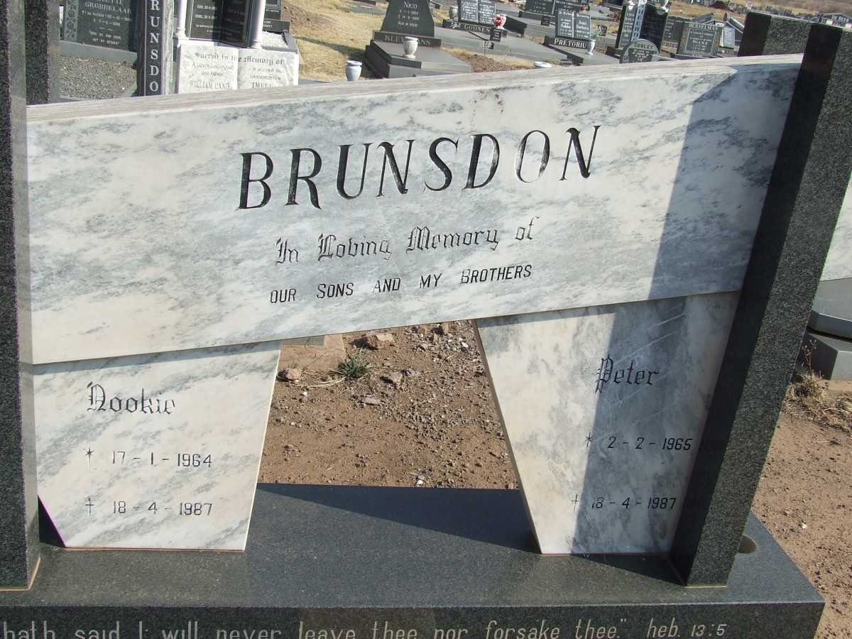 BRUNSDON Nookie 1964-1987 :: Peter 1965-1987