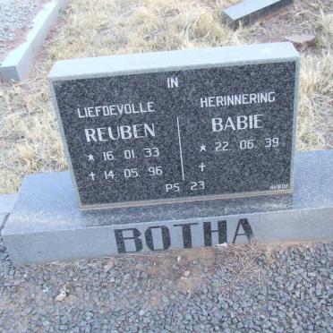 BOTHA Reuben 1933-1996 &amp; Babie 1939-
