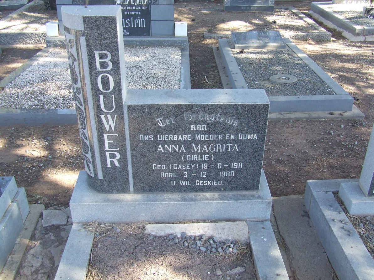 BOUWER Anna Magrita nee CASEY 1911-1980