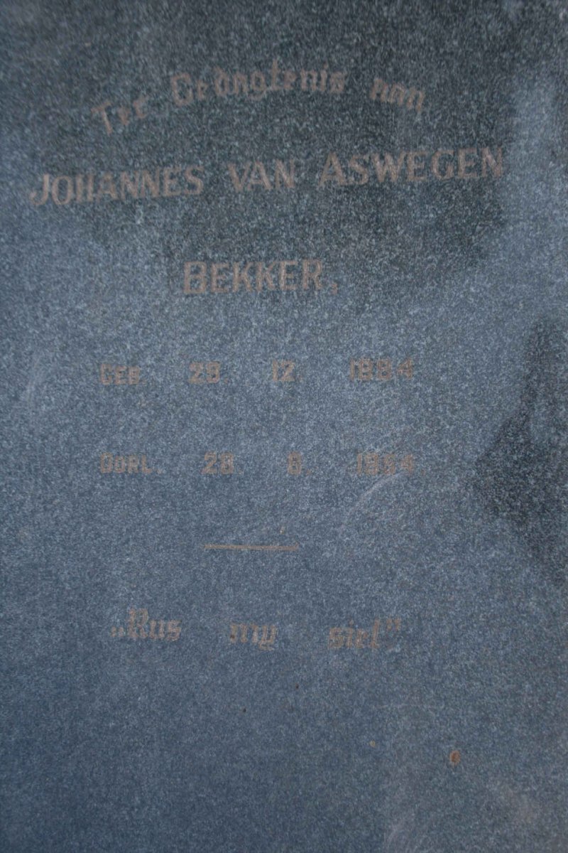 BEKKER Johannes van Aswegen 1894-1954