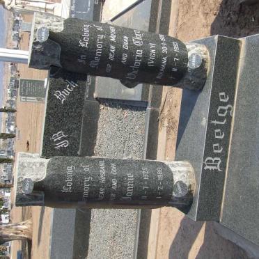 BEETGE Jannie 1925-1986 &amp; Victoria Clara ROUHANA 1908-1993