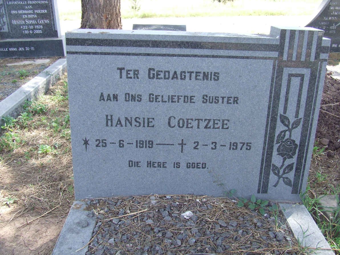 COETZEE Hansie 1919-1975
