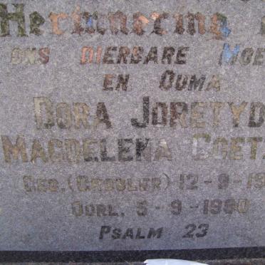 COETZEE Dora Joretyda Magdalena nee GROBLER 1905-1990