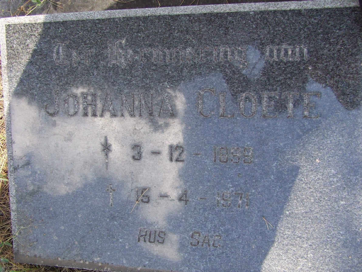 CLOETE Johanna 1899-1971