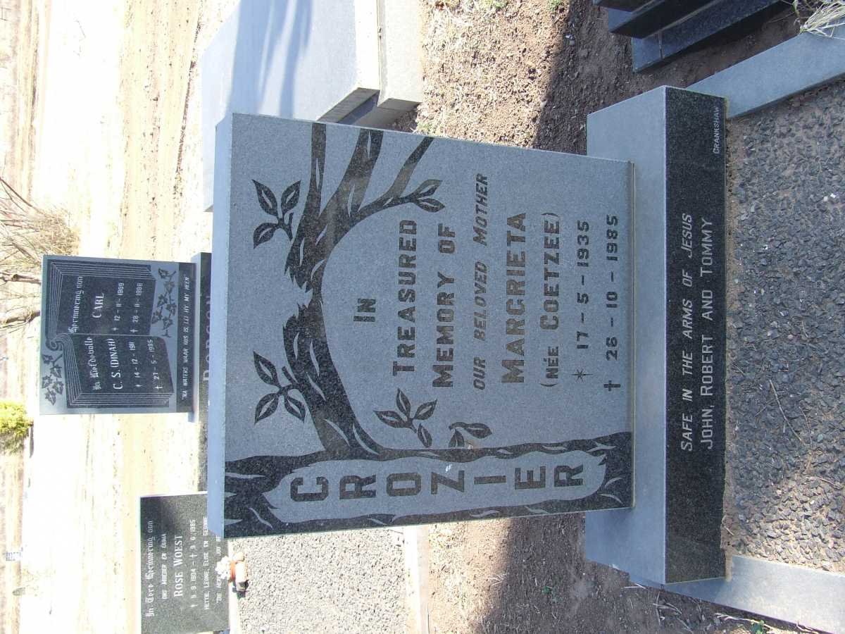 CROZIER Magrieta nee COETZEE 1935-1985