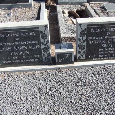 DAVOREN Richard Karen Allen 1897-1970 &amp; Katherine Elizabeth SWART, formerly DAVOREN nee HATTINGH 1906-1992