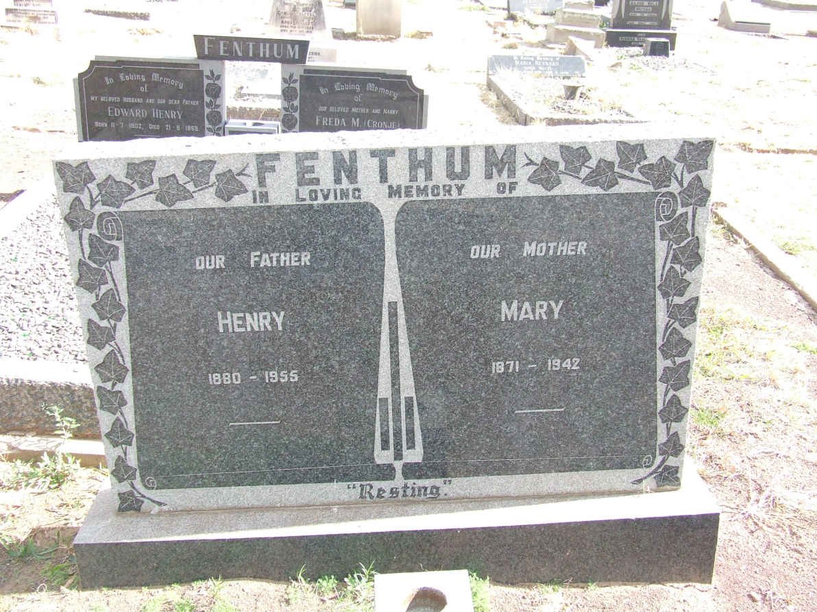 FENTHUM Henry 1880-1955 &amp; Mary 1871-1942