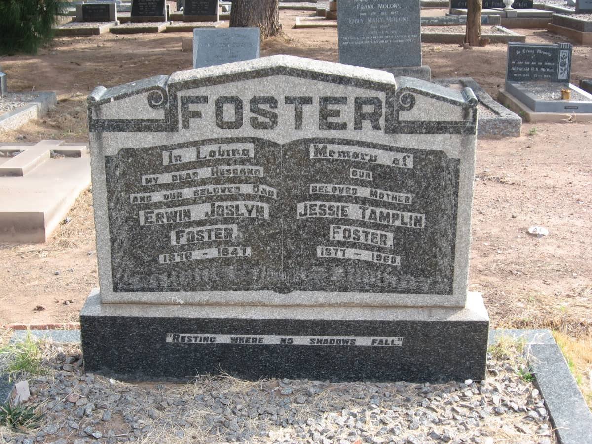 FOSTER Erwin Joslyn 1878-1947 &amp; Jessie Tamplin 1877-1960
