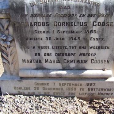 GOOSEN Gerhardus Cornelius 1886-1945 &amp; Martha Maria Gertrude 1882-1959