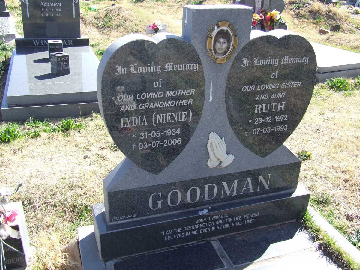 GOODMAN Lydia 1934-2006 :: GOODMAN Ruth 1972-1993