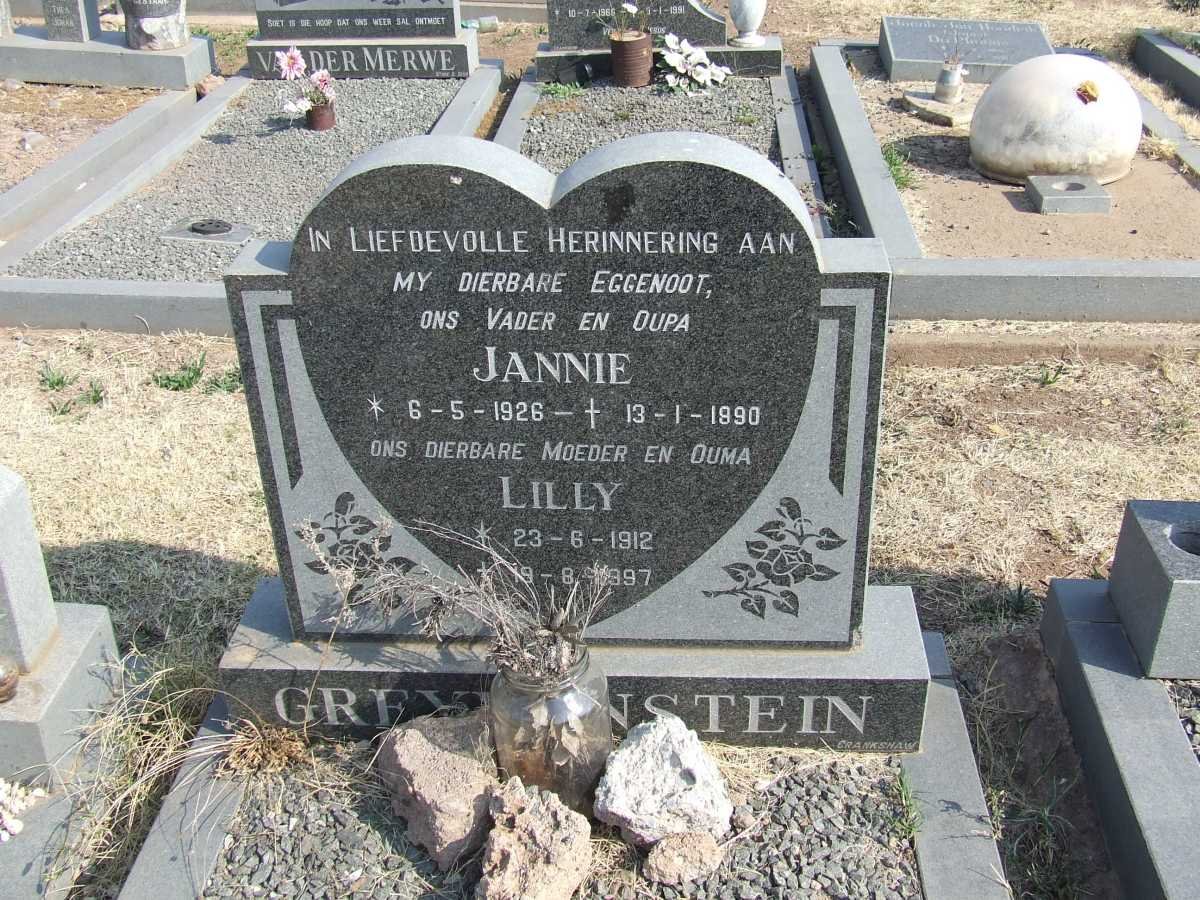 GREYVENSTEIN Jannie 1926-1990 &amp; Lily 1912-1997