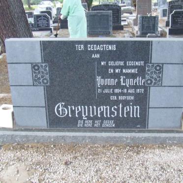 GREYVENSTEIN Yvonne Lynette nee BOOYSEN 1954-1972