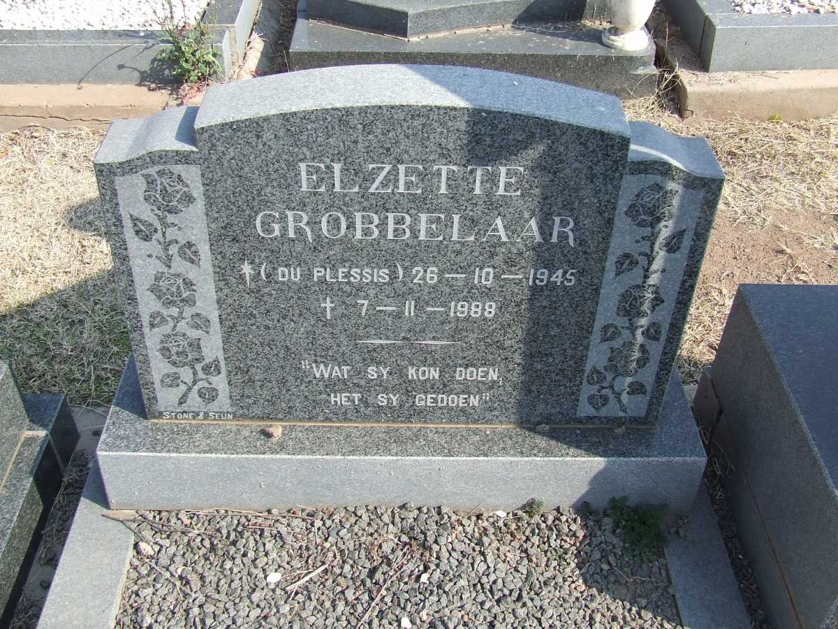 GROBBELAAR Elzette nee DU PLESSIS 1945-1988