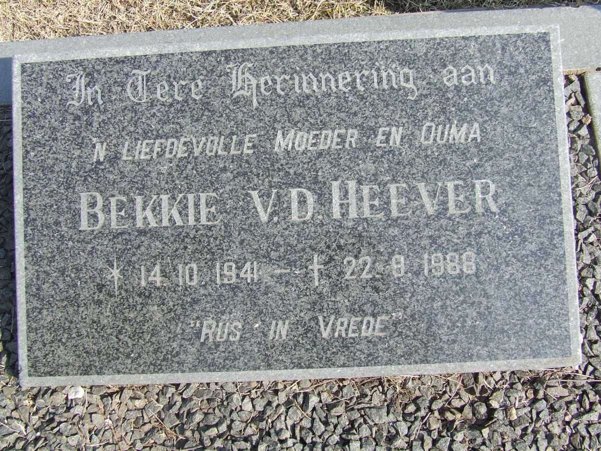 HEEVER Bekkie, v.d. 1941-1988