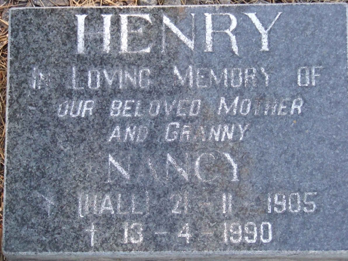 HENRY Nancy nee HALL 1905-1990