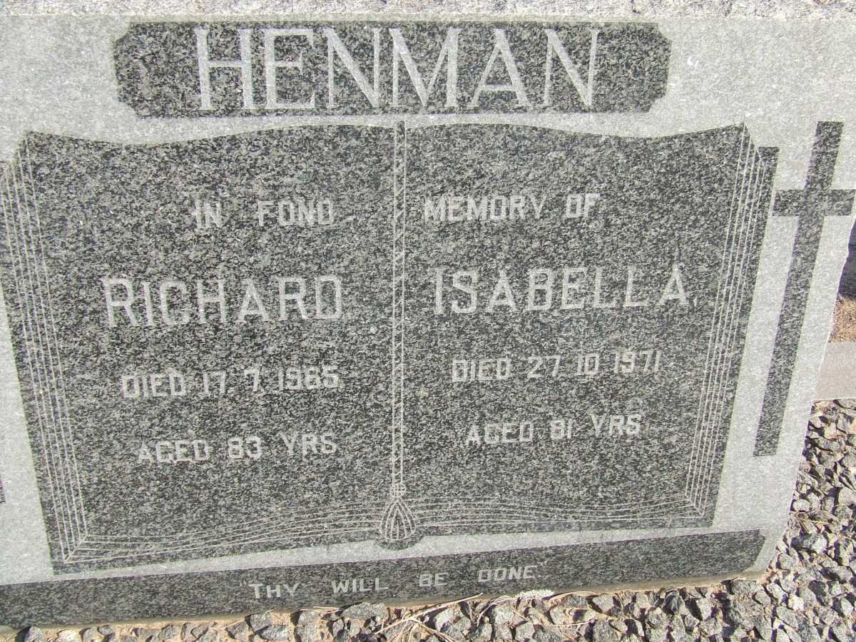HENMAN Richard -1965 &amp; Isabella -1971