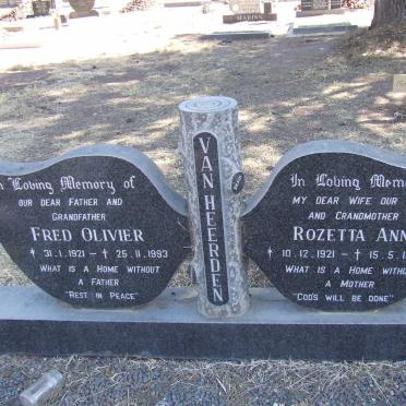 HEERDEN Fred Olivier, van  1921-1993 &amp; Rozetta Ann 1921-1981