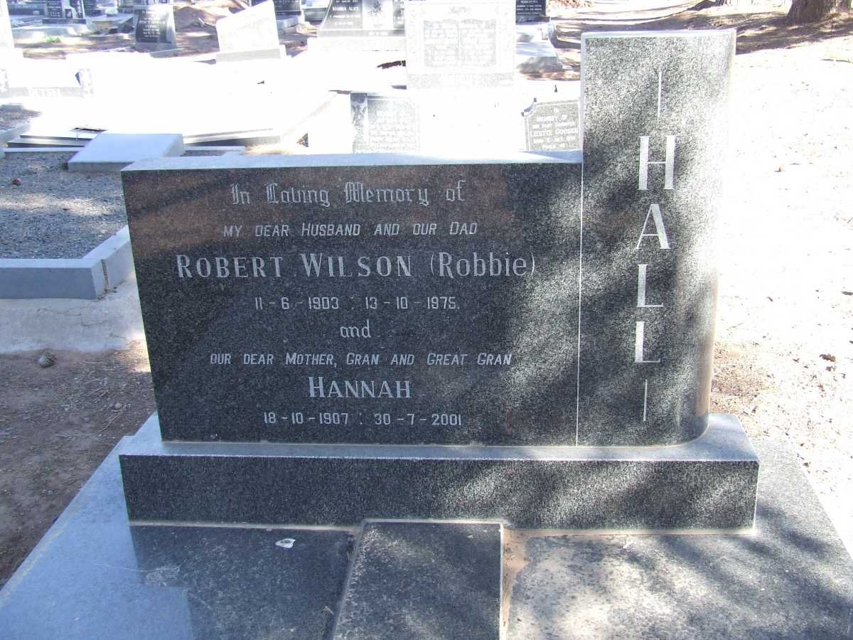 HALL Robert Wilson 1903-1975 &amp; Hannah 1907-2001