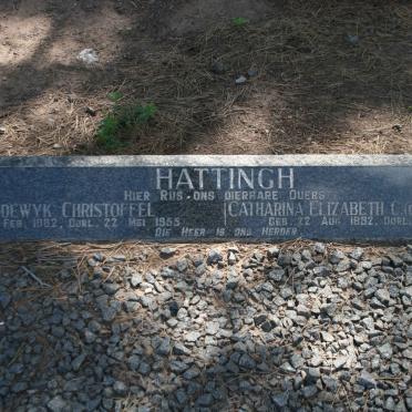 HATTINGH Lodewyk Christoffel 1882-1955 &amp; Catharina Elizabeth, formerly MEIRING nee GREYVENSTEIN 1892-1960