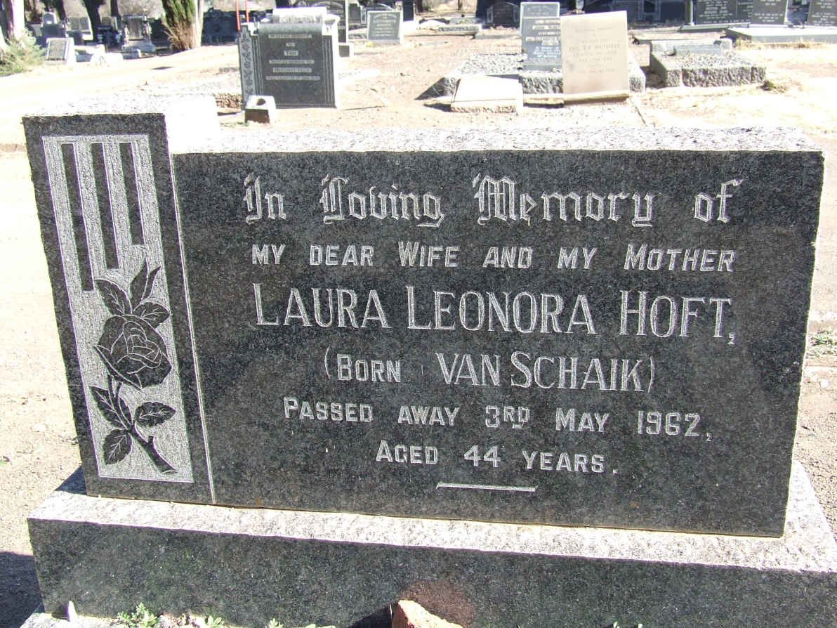 HOFT Laura Leonora nee VAN SCHAIK -1962