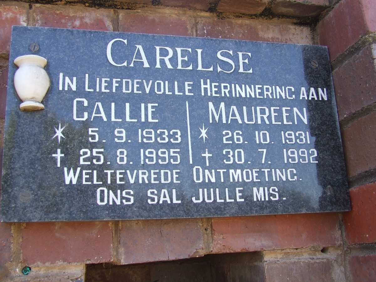 CARELSE Callie 1933-1995 &amp; Maureen 1931-1992