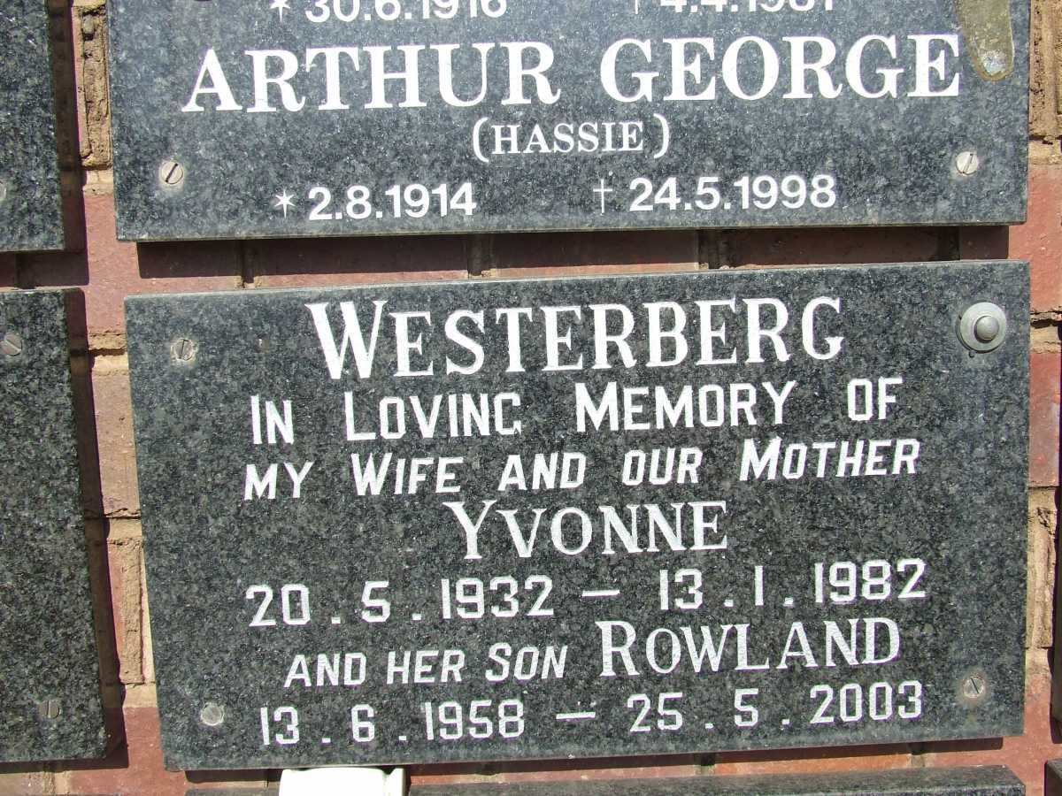 WESTERBERG Rowland 1958-2003 &amp; Yvonne 1932-1982