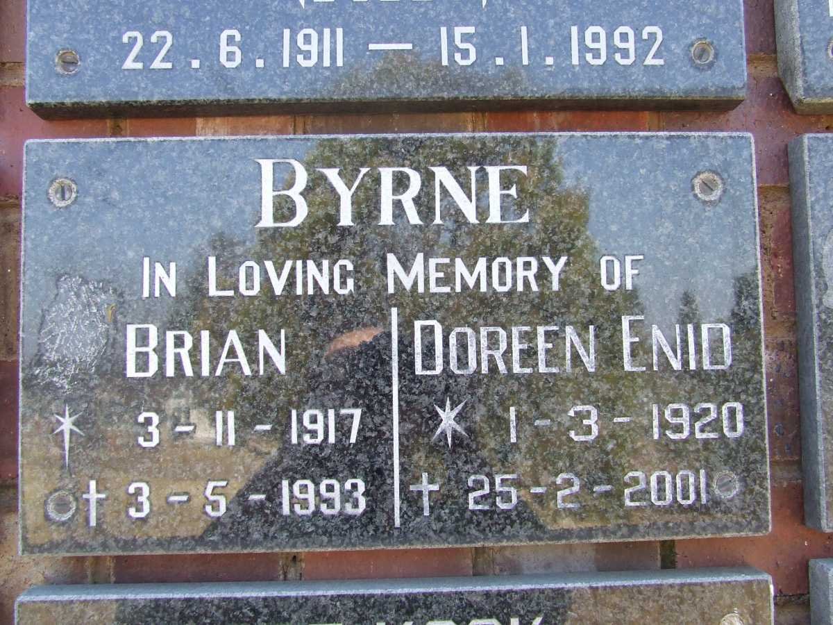 BYRNE Brian 1917-1993 &amp; Doreen Enid 1920-2001