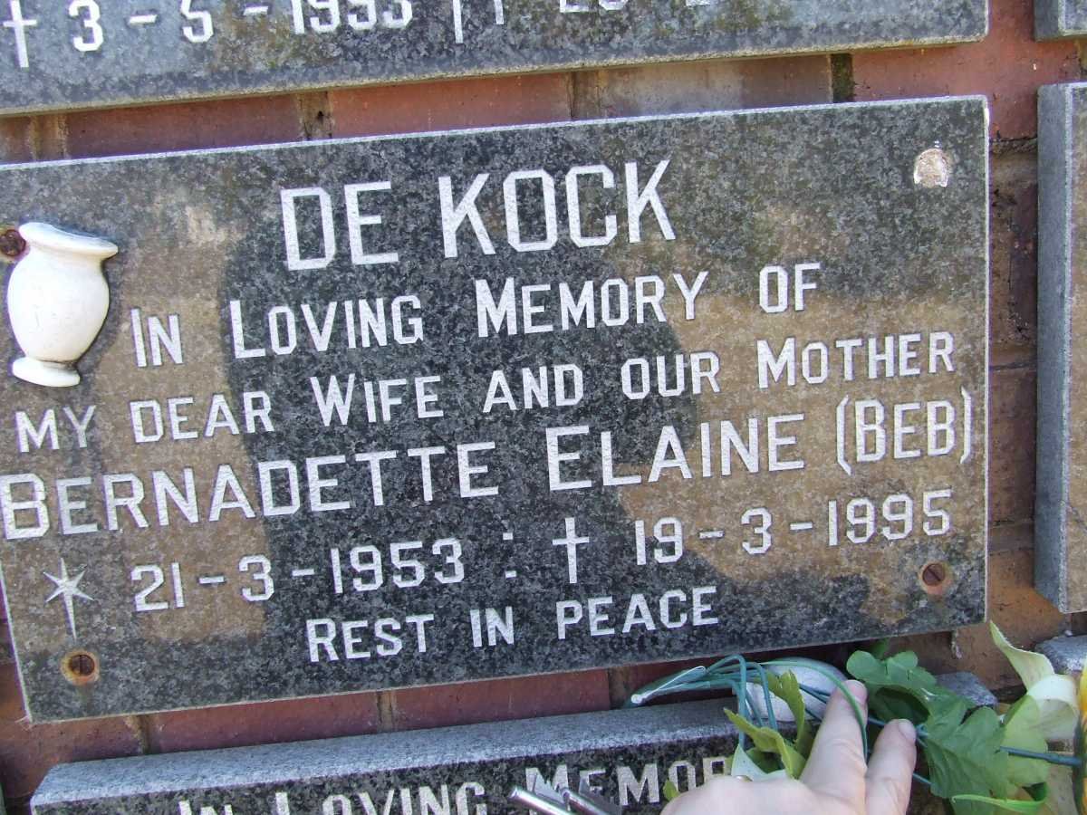 KOCK Bernadette Elaine, de 1953-1995