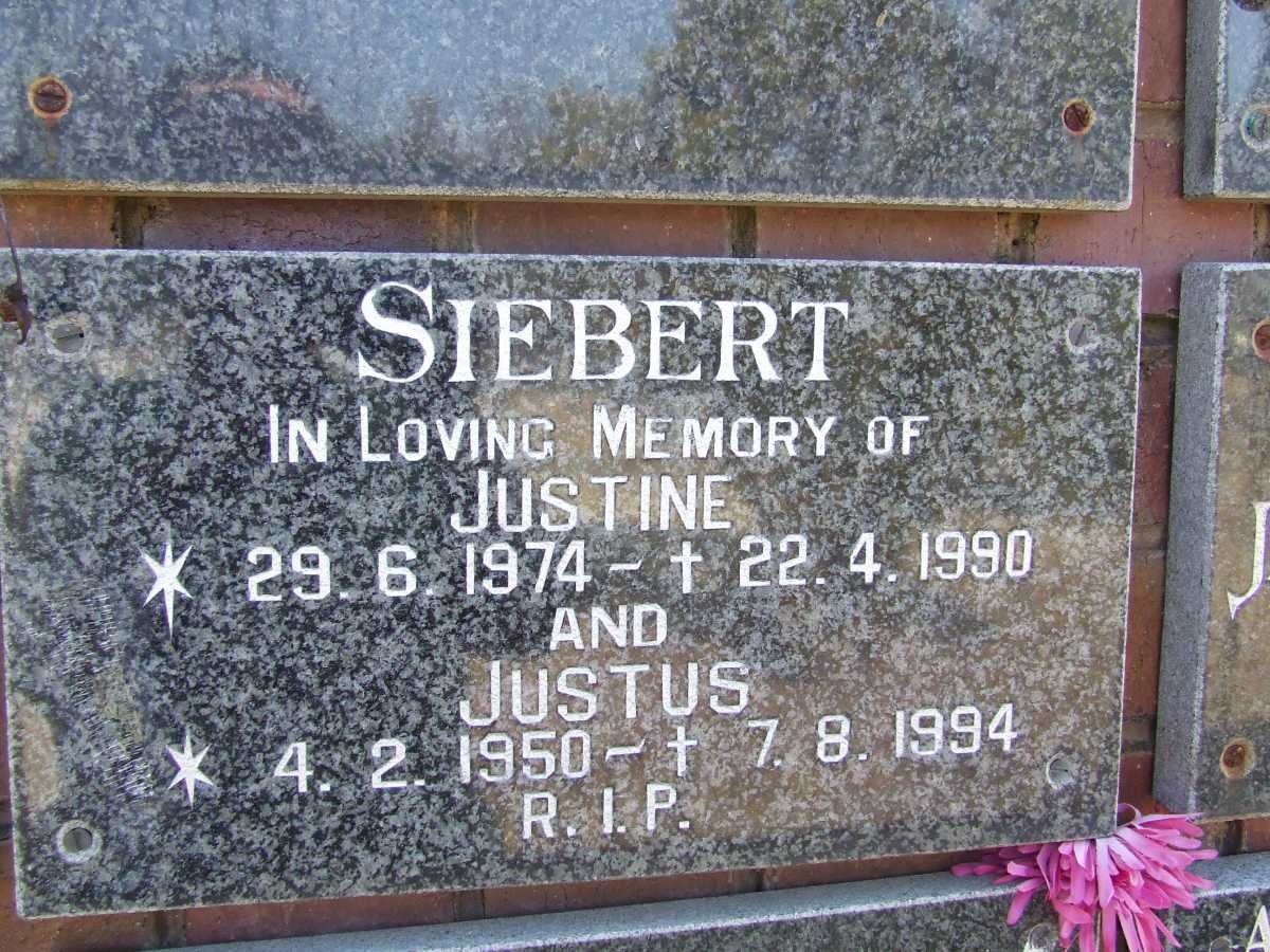SIEBERT Justus 1950-1994 &amp; Justine 1974-1990