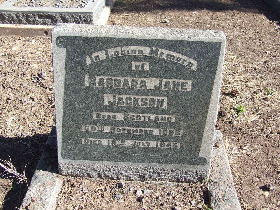 JACKSON Barbara Jane 1866-1949
