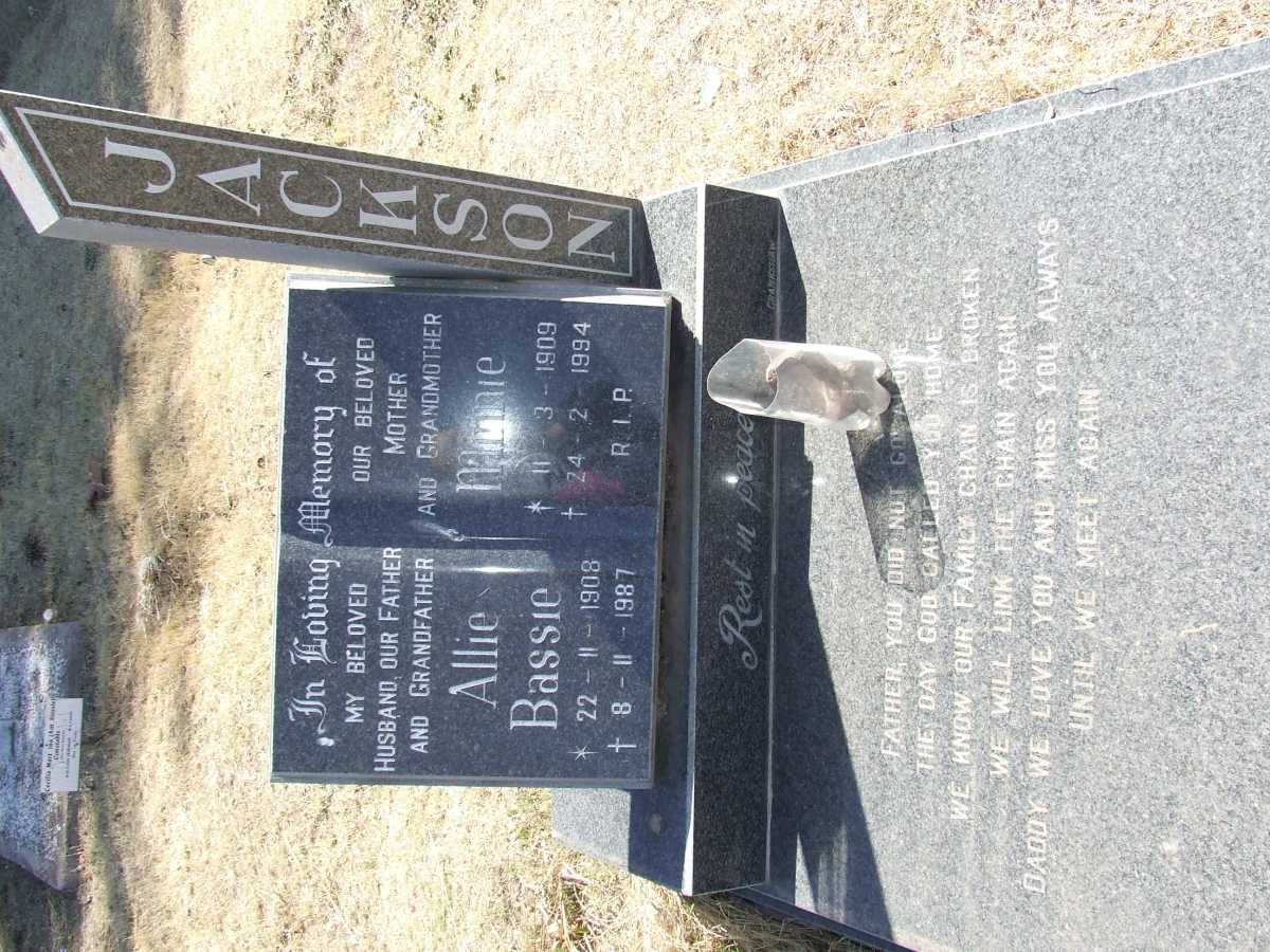 JACKSON Allie Bassie 1908-1987 &amp; Minnie 1909-1994