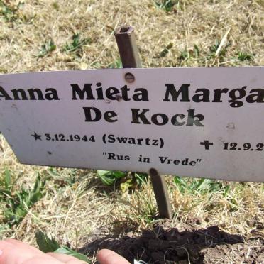 KOCK Anna Mieta Margaret, de nee SWARTZ 1944-2001