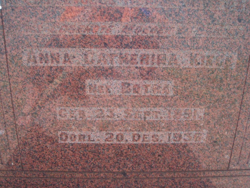 KIESK Anna Catherina nee BOTHA 1891-1936