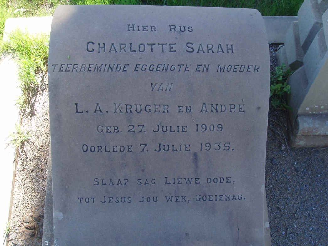 KRUGER Charlotte Sarah 1909-1935