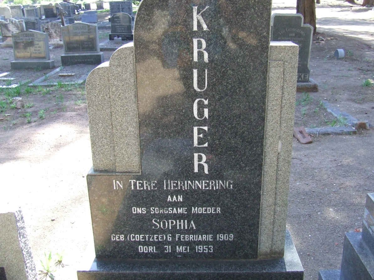 KRUGER Sophia nee COETZEE 1909-1953