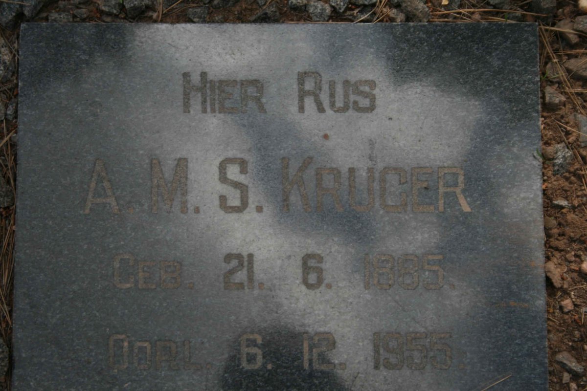 KRUGER A.M.S. 1885-1955
