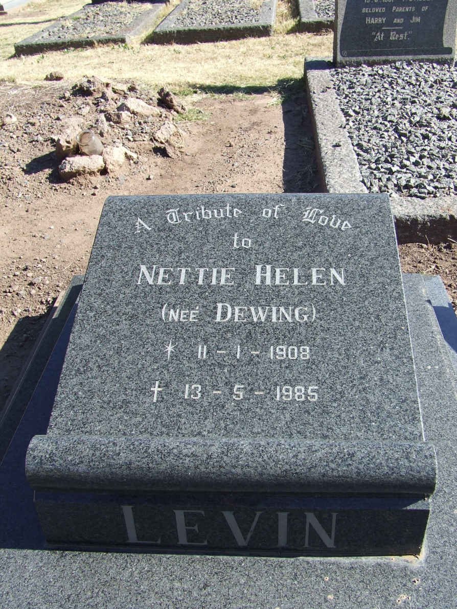 LEVIN Nettie Helen nee DEWING 1908-1985