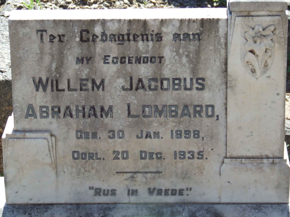 LOMBARD Willem Jacobus Abraham 1898-1935