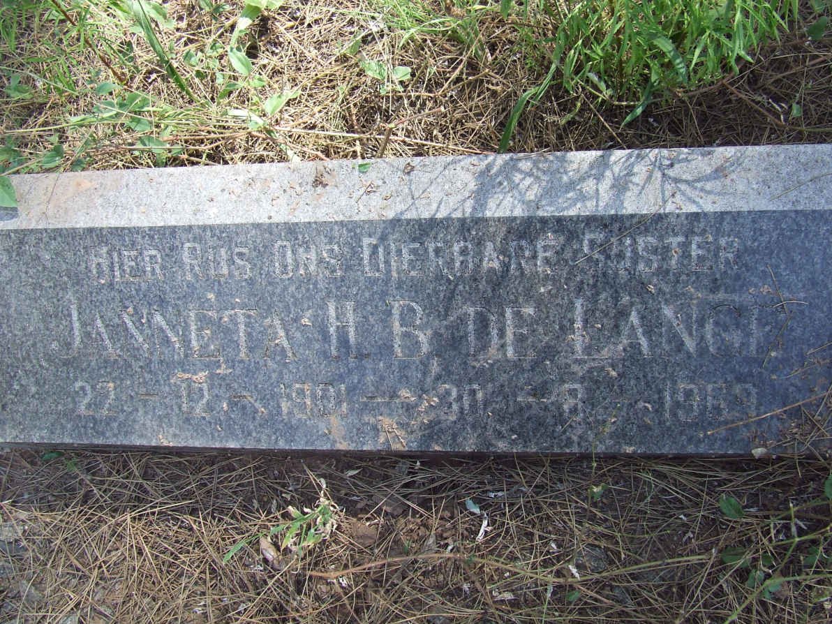 LANGE Janetta H.B., de 1901 - 1969